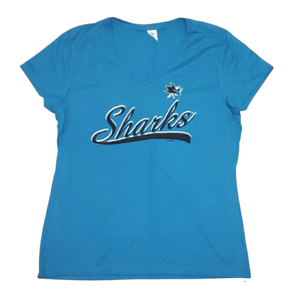 San Jose Sharks V-neck Shirt Women's Size Large | NWOT Hockey NHL blue